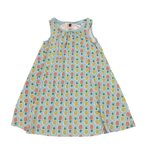 Tea Collection Other - Tea Collection Girls Sleeveless Trapeze Dress Light Blue Yellow Peach Size 5